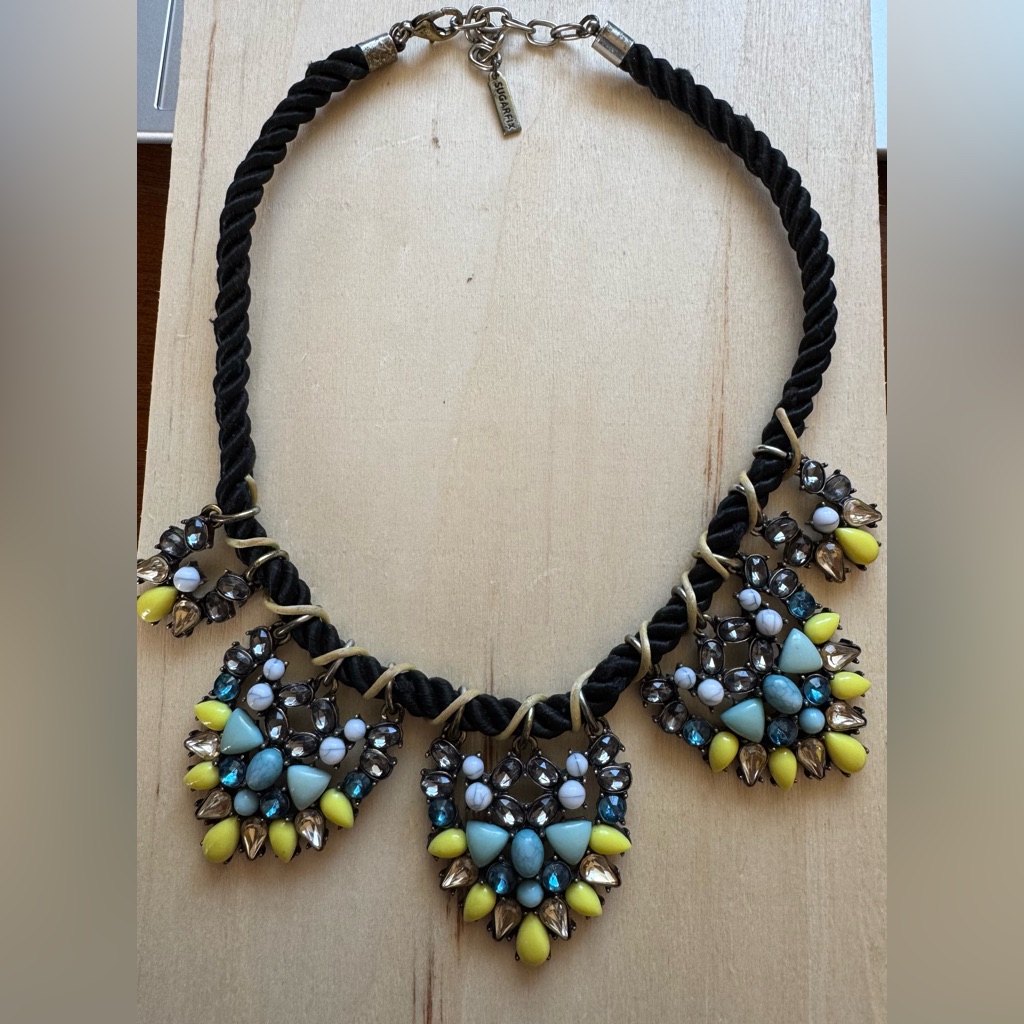 Sugar Fix Collar Necklace In Blue And Gold Tones